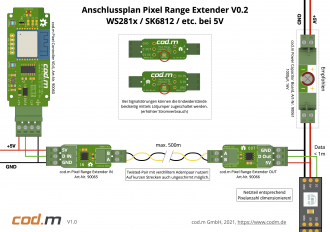 Klicke auf die Grafik für eine vergrößerte Ansicht  Name: Anschlussplan Pixel Range Extender WS2812-SK6812-1.0.png Ansichten: 0 Größe: 965,3 KB ID: 293010