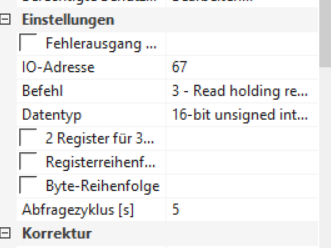 Klicke auf die Grafik für eine vergrößerte Ansicht

Name: Modbus_e3dc_Config_PVLeistung.PNG
Ansichten: 3932
Größe: 30,1 KB
ID: 315007